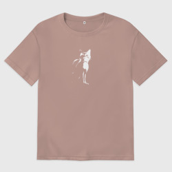 Женская футболка хлопок Oversize Stray Черно-белый