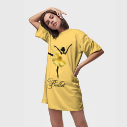 Платье-футболка 3D Ballet - желтая гербера - фото 2