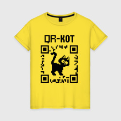 Женская футболка хлопок QR кот котик