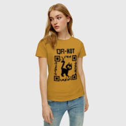 Женская футболка хлопок QR кот котик - фото 2