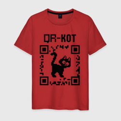 Мужская футболка хлопок QR кот котик