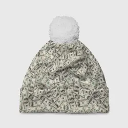 Шапка 3D c помпоном Доллары Dollars