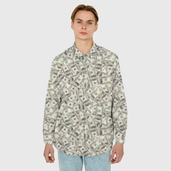 Мужская рубашка oversize 3D Доллары Dollars - фото 2