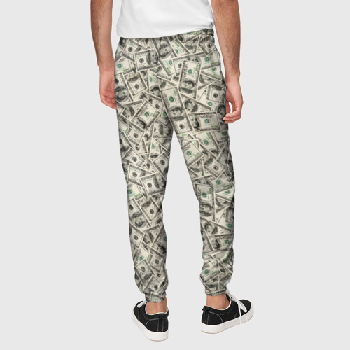 Мужские брюки 3D с принтом Доллары (Dollars), вид сзади #2