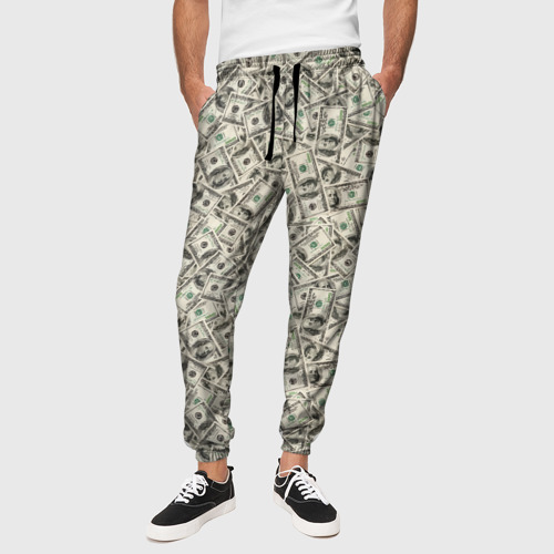 Мужские брюки 3D с принтом Доллары (Dollars), вид сбоку #3