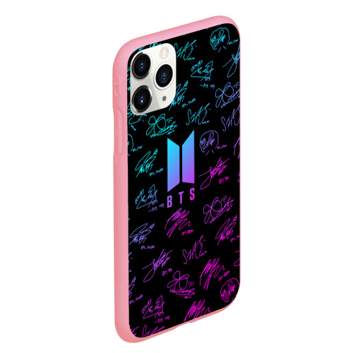 Чехол для iPhone 11 Pro Max матовый BTS neon автографы БТС, цвет баблгам - фото 3