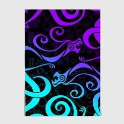 Постер Неоновое тату Дракена узор