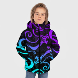 Зимняя куртка для мальчиков 3D Неоновое тату Дракена узор - фото 2