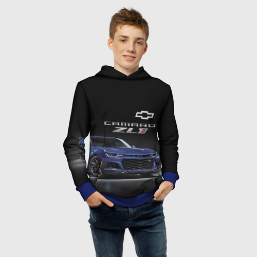 Детская толстовка 3D Chevrolet Camaro ZL1 Motorsport, цвет синий - фото 6