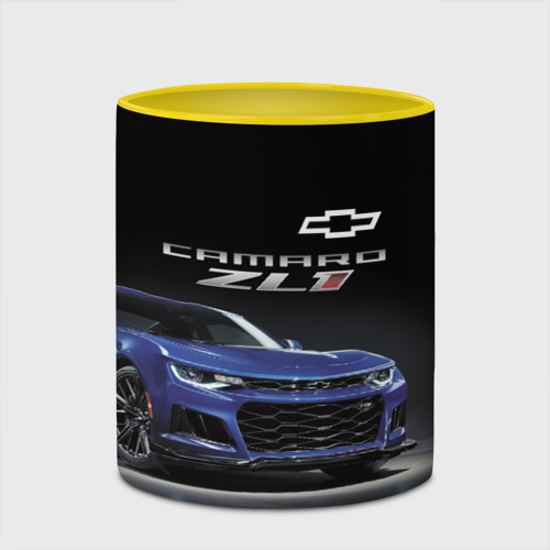 Кружка с полной запечаткой Chevrolet Camaro ZL1 Motorsport, цвет белый + желтый - фото 4