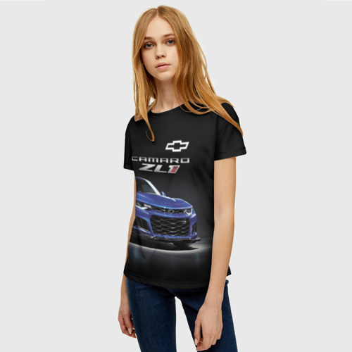 Женская футболка 3D Chevrolet Camaro ZL1 Motorsport, цвет 3D печать - фото 3