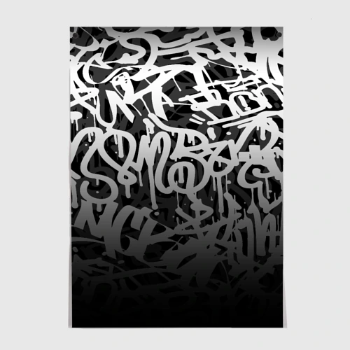 Постер Graffiti white tags граффити
