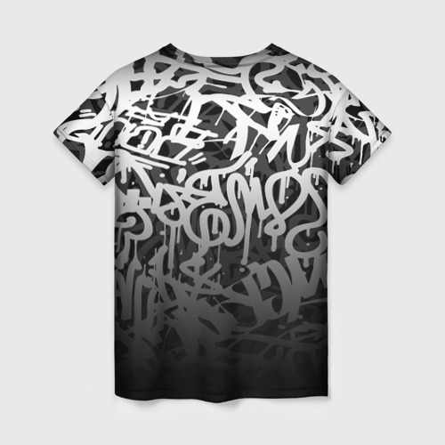 Женская футболка 3D с принтом GRAFFITI WHITE TAGS / ГРАФФИТИ, вид сзади #1