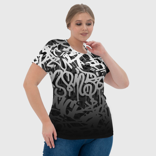 Женская футболка 3D с принтом GRAFFITI WHITE TAGS / ГРАФФИТИ, фото #4