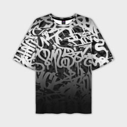 Мужская футболка oversize 3D Graffiti white tags граффити