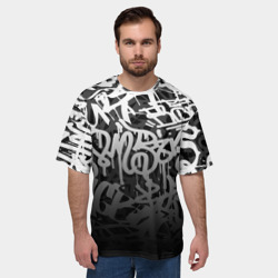 Мужская футболка oversize 3D Graffiti white tags граффити - фото 2