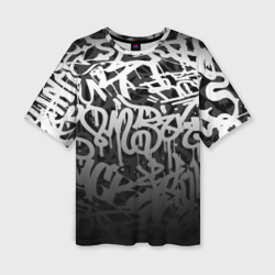 Женская футболка oversize 3D Graffiti white tags граффити