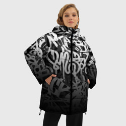 Женская зимняя куртка Oversize Graffiti white tags граффити - фото 2