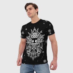 Мужская футболка 3D Новогодний Hollow knight чёрный - фото 2