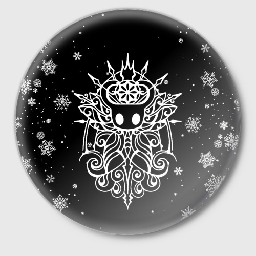 Значок Новогодний Hollow knight чёрный, цвет белый