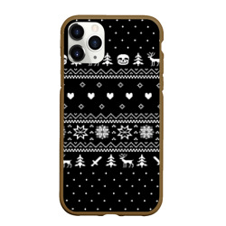 Чехол для iPhone 11 Pro Max матовый Новогодний свитер Undertale Sans чёрный