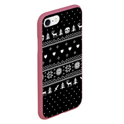 Чехол для iPhone 7/8 матовый Новогодний свитер Undertale Sans чёрный - фото 2