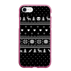 Чехол для iPhone 7/8 матовый Новогодний свитер Undertale Sans чёрный