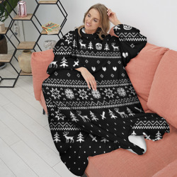 Плед с рукавами Новогодний свитер Undertale Sans чёрный - фото 2