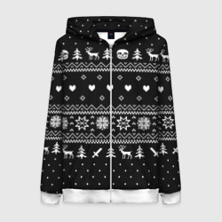 Женская толстовка 3D на молнии Новогодний свитер Undertale Sans чёрный