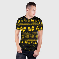 Мужская футболка 3D Slim Новогодний свитер Wu tang clan - фото 2