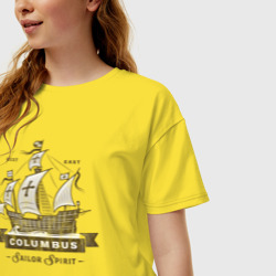 Женская футболка хлопок Oversize Корабль Columbus - фото 2