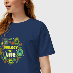 Женская футболка хлопок Oversize Biology Is Life - фото 2