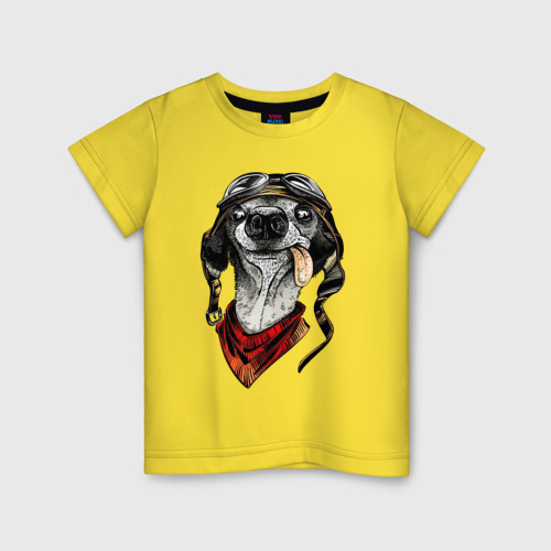 Детская футболка хлопок Biker dog, цвет желтый