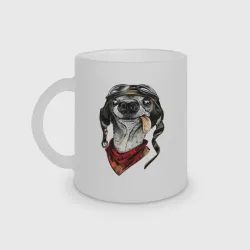 Кружка матовая стеклянная Biker dog