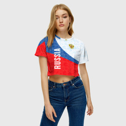 Женская футболка Crop-top 3D Russia sport style Россия спортивный стиль - фото 2