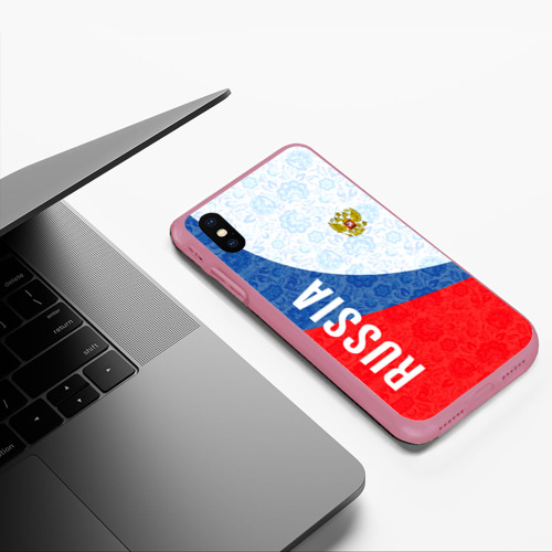 Чехол для iPhone XS Max матовый Russia sport style Россия спортивный стиль, цвет малиновый - фото 5