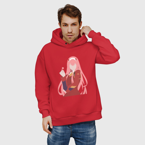 Мужское худи Oversize хлопок Zero Two 03 Darling, цвет красный - фото 3