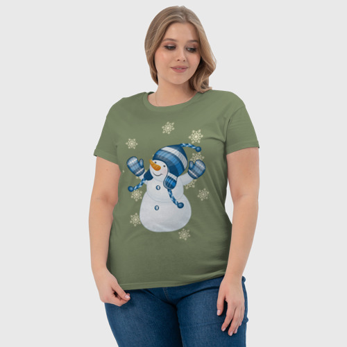 Женская футболка хлопок С новым годом от snowman!, цвет авокадо - фото 6