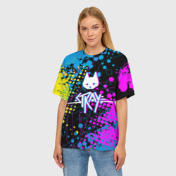 Женская футболка oversize 3D Stray - кот бродяга - фото 2