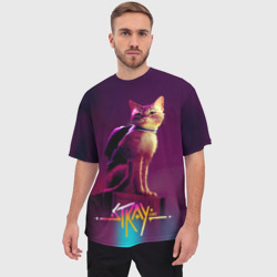 Мужская футболка oversize 3D Stray cat  - фото 2