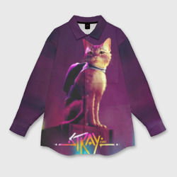 Женская рубашка oversize 3D Stray cat