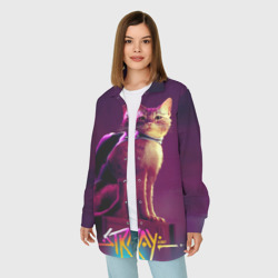 Женская рубашка oversize 3D Stray cat - фото 2