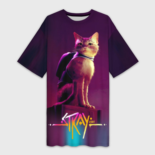 Платье-футболка с принтом Stray cat, вид спереди №1