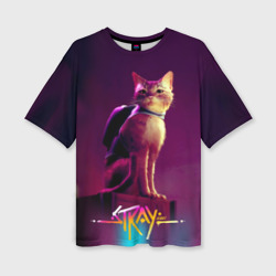 Женская футболка oversize 3D Stray cat 