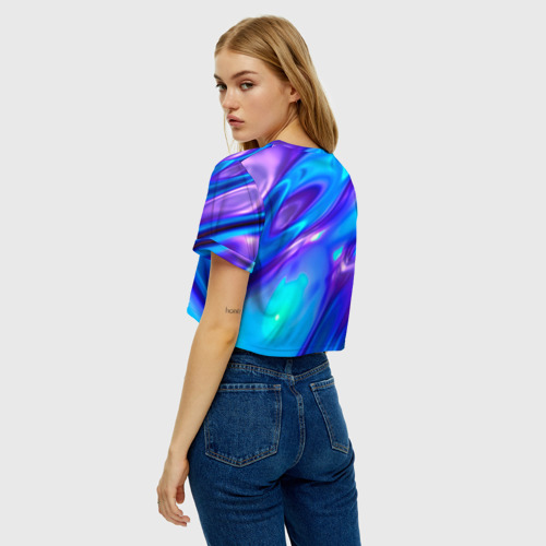 Женская футболка Crop-top 3D Neon Holographic, цвет 3D печать - фото 5