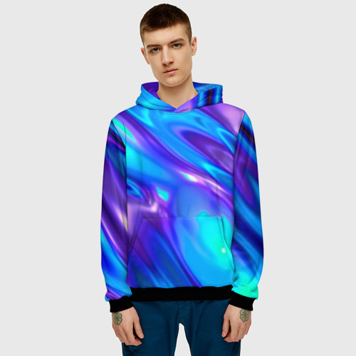 Мужская толстовка 3D Neon Holographic, цвет черный - фото 3