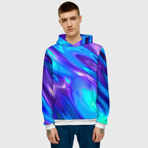 Мужская толстовка 3D Neon Holographic, цвет белый - фото 3