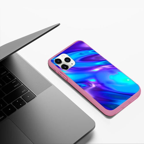 Чехол для iPhone 11 Pro Max матовый Neon Holographic, цвет малиновый - фото 5