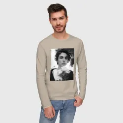 Мужской лонгслив хлопок Timothee Chalamet с розами - фото 2