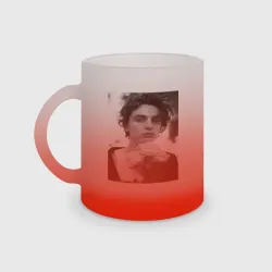 Кружка матовая стеклянная Timothee Chalamet с розами